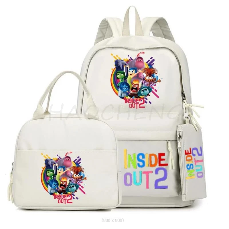 Back To School Anime Schoolbag para Meninos e Meninas Adolescentes, Lunch Bag, Mulheres Mochila, Estojo para Lápis, Inside Out2, Mochila Estudantil, Novo, 3Pcs por Conjunto