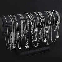 13Pcs/Set Simple Temperament Necklace Set Butterfly Pearl Heart Star Zircon Silver Color Necklace for Women Fashion Jewelry Gift - Image 3