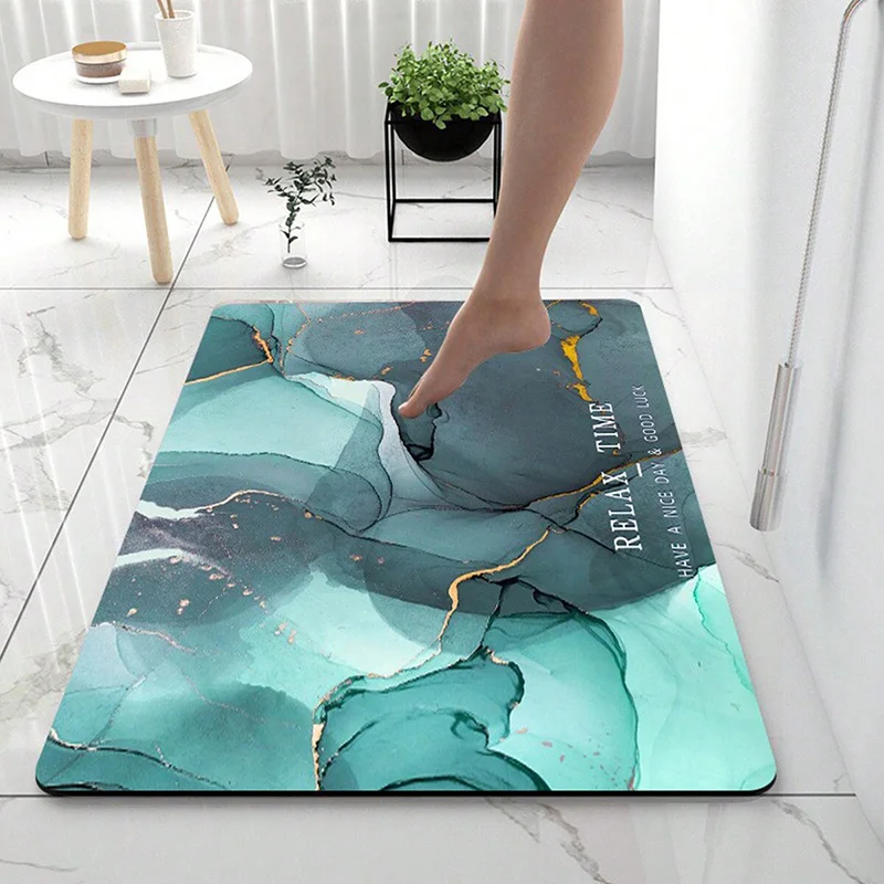 Marble Pattern Non-slip Super Absorbent Doormat Diatom Mud Bath Kitchen Carpet Waterproof Entrance Rug Home Living Room Decor