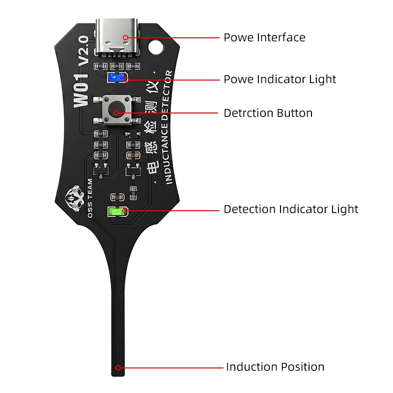 OSS W01 Inductor Detector Tool Motherboard Coil Tester for phone motherboard Repair Electromagnetic Induction Quick Fault Check image 5