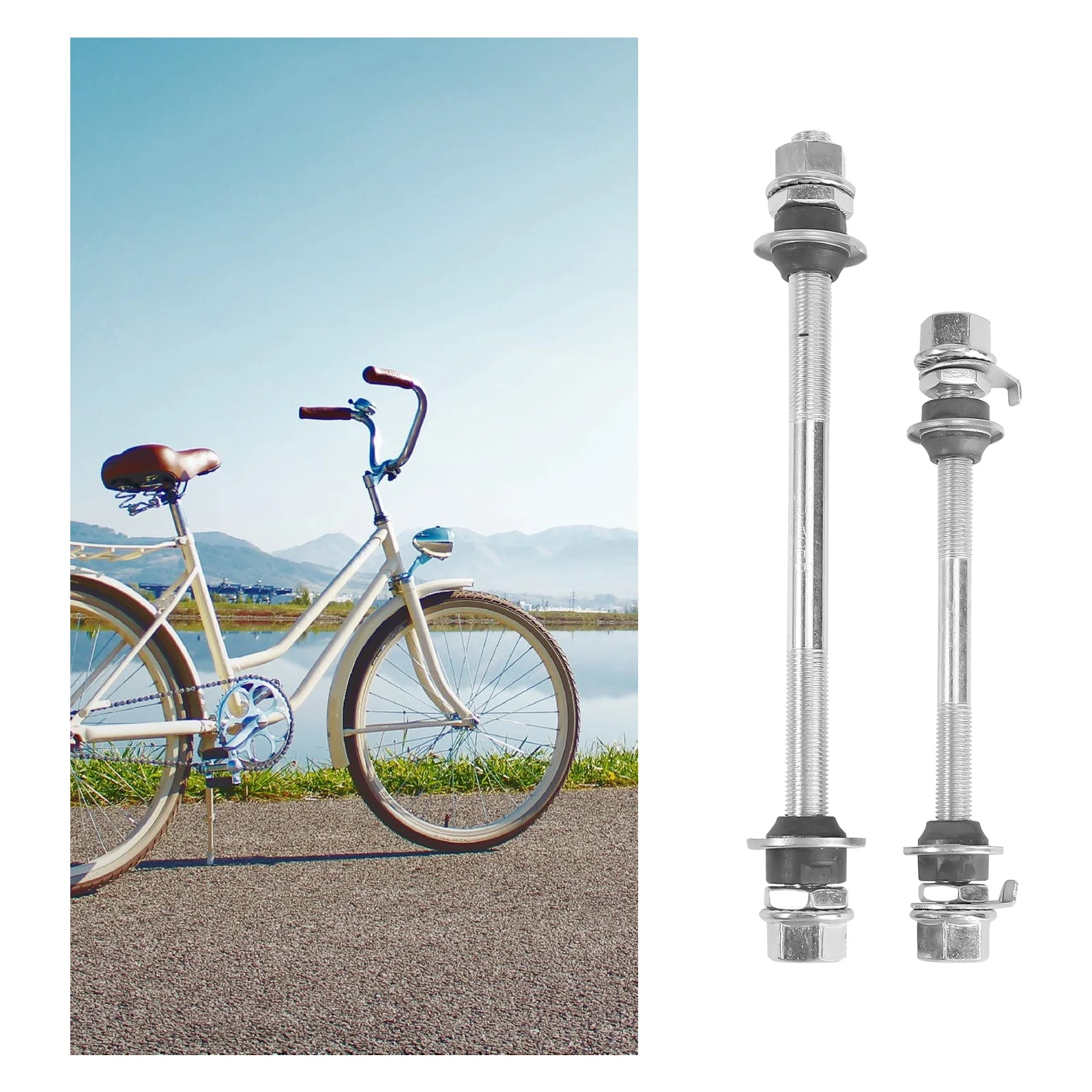 

2Pcs Bike Solid Shaft Wheel Hub Axle Precision Metal Spindle for Front Rear Repair Tool Lightweight Strong Not Easy Break