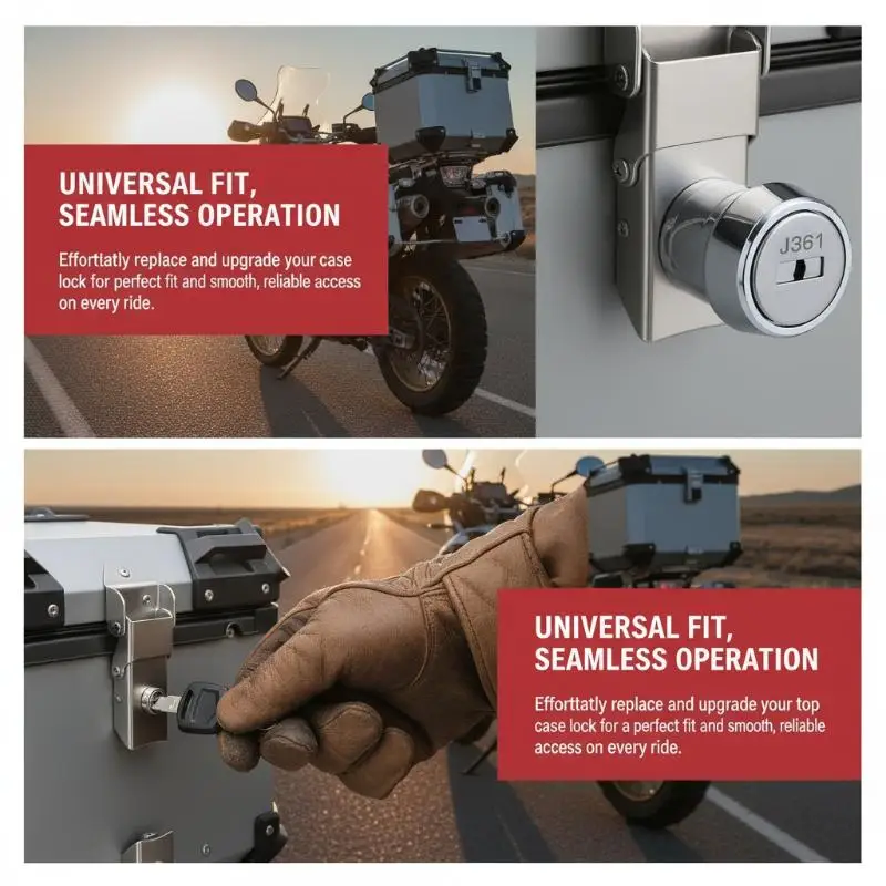 

1 Set Complete Cylinder And Keys Universal Zinc Alloy Top Case Lock Kit Fits For Most 25-100 Liter Motorcycle Boxes