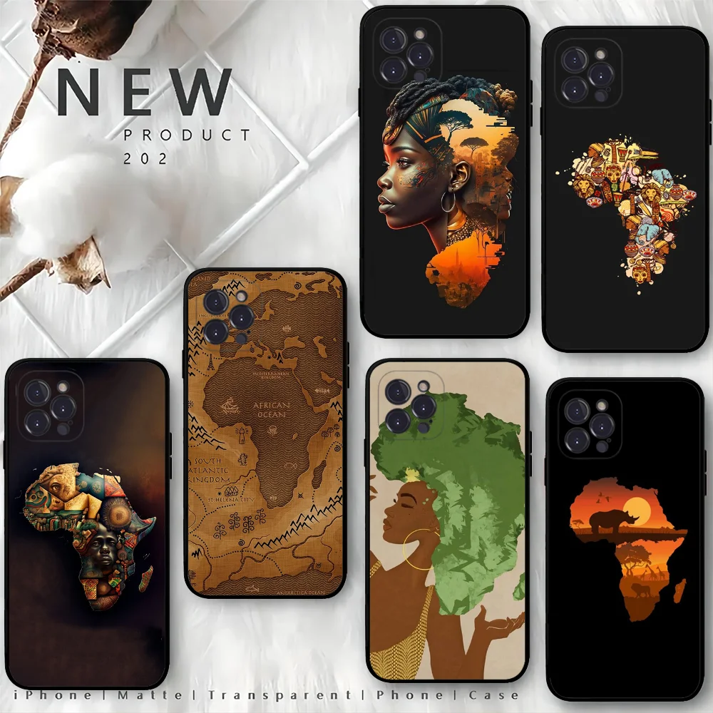 Africa Map art  Phone Case For iPhone 15 14 11 12 13 Mini Pro XS Max Cover 6 7 8 Plus X XR SE 2020 Funda Shell