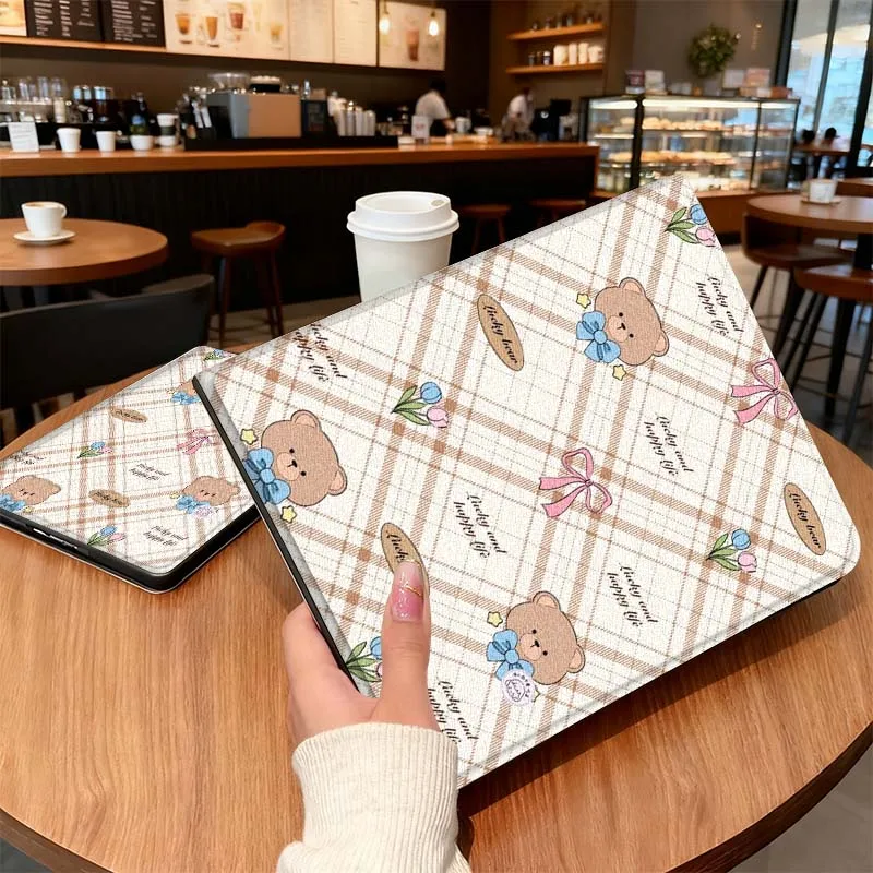 

Little bear rabbit flowers For Samsung Galaxy Tab S7 S8 S9 S10 11 12.4 13.1 FE Plus Lite Inch Cover Tablet Case