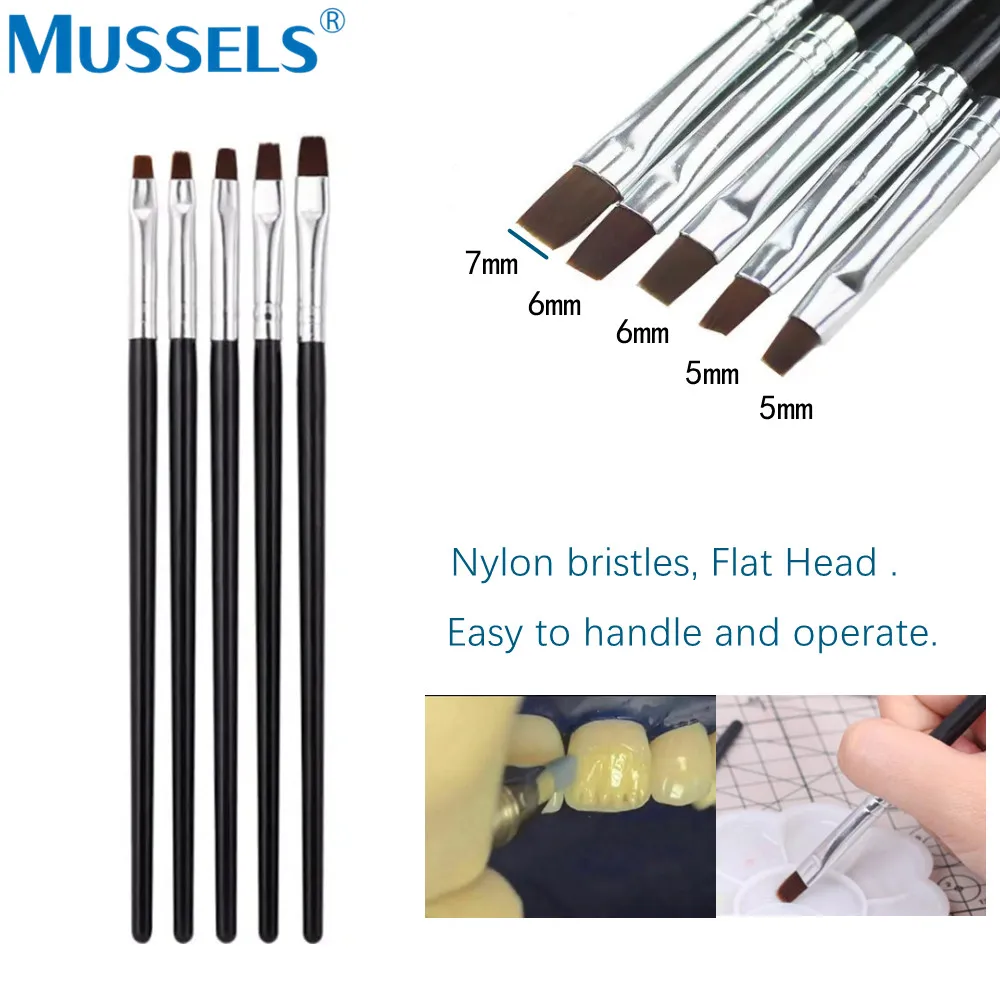 5Pcs Dental Resin Brush Pens Silicone Shaping Nails Art for Adhesive Composite Porcelain Teeth Dentist Tools Lab DIY Paint Line