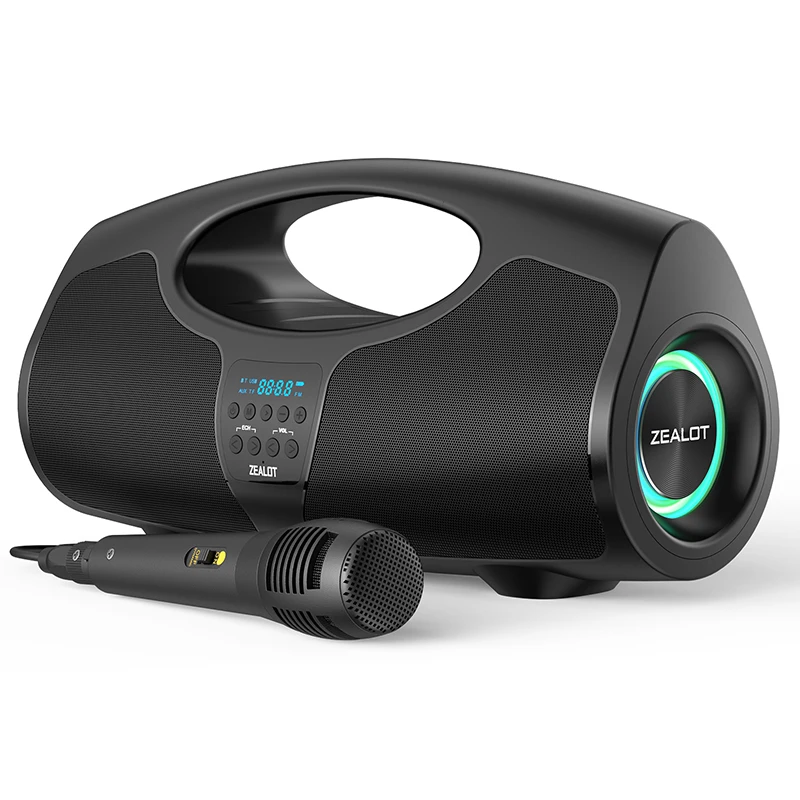 Zealot-P1 Karaoke Draagbare Bluetooth Speaker met IPX5 Waterdichtheid, Comfortabel handvat, Bedienbare verlichting, 40W, Buitengebruik