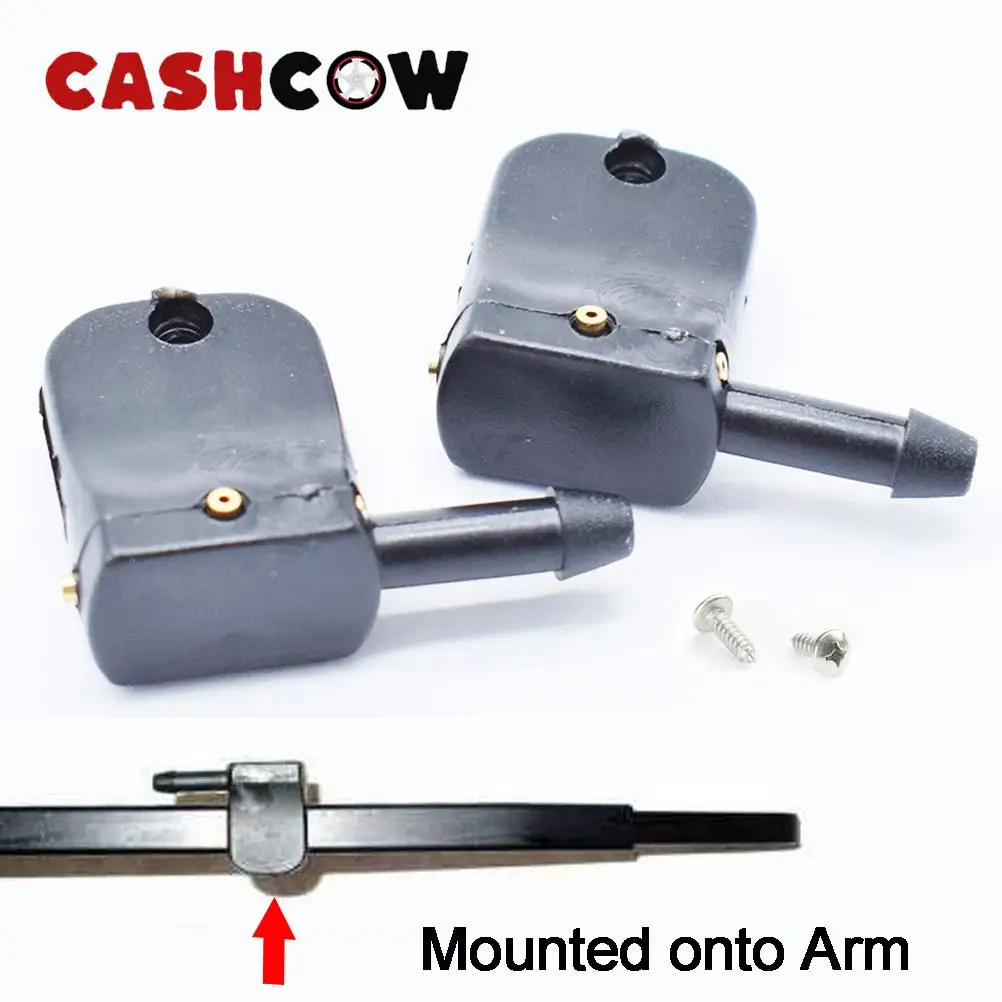 CASHCOW Upgrade Universal Washer Nozzle Spray Jet Mounted onto Wiper Arm Pair Kit Wipers Attachment Cleaning Parts 8-12mm wide