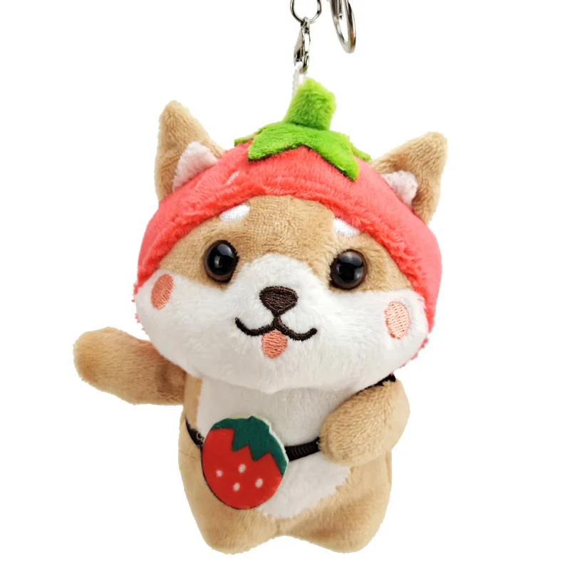 Jouets en peluche Shiba Inu pour enfants, fruits mignons et créatifs, dessin animé Kawaii, porte-clés en peluche, pendentif, breloque pour sac, beurre, cadeaux pour enfants, 13cm