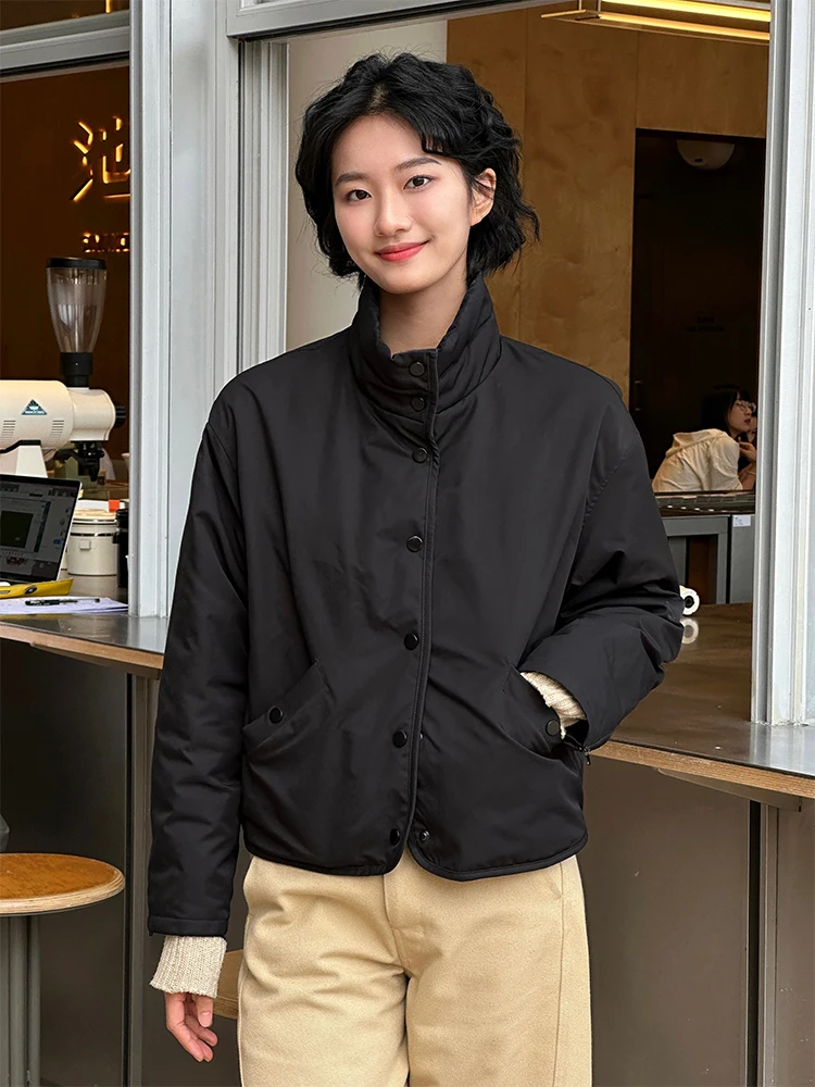 

Теплый хлопковый джет, женская свободная повседневная верхняя одежда, модная хлопковая одежда с воротником-стойкой, зима 2025 г.