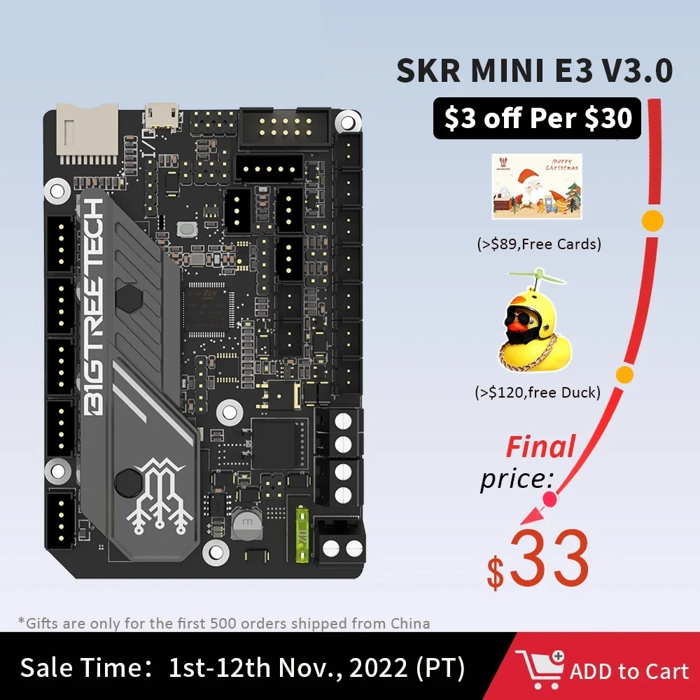 New! BTT SKR Mini E3 V3.0 Motherboard With TMC2209 UART VS SKR 2 3D Printer Mainboard for Ender 3 Ender 5 Pro CR 10