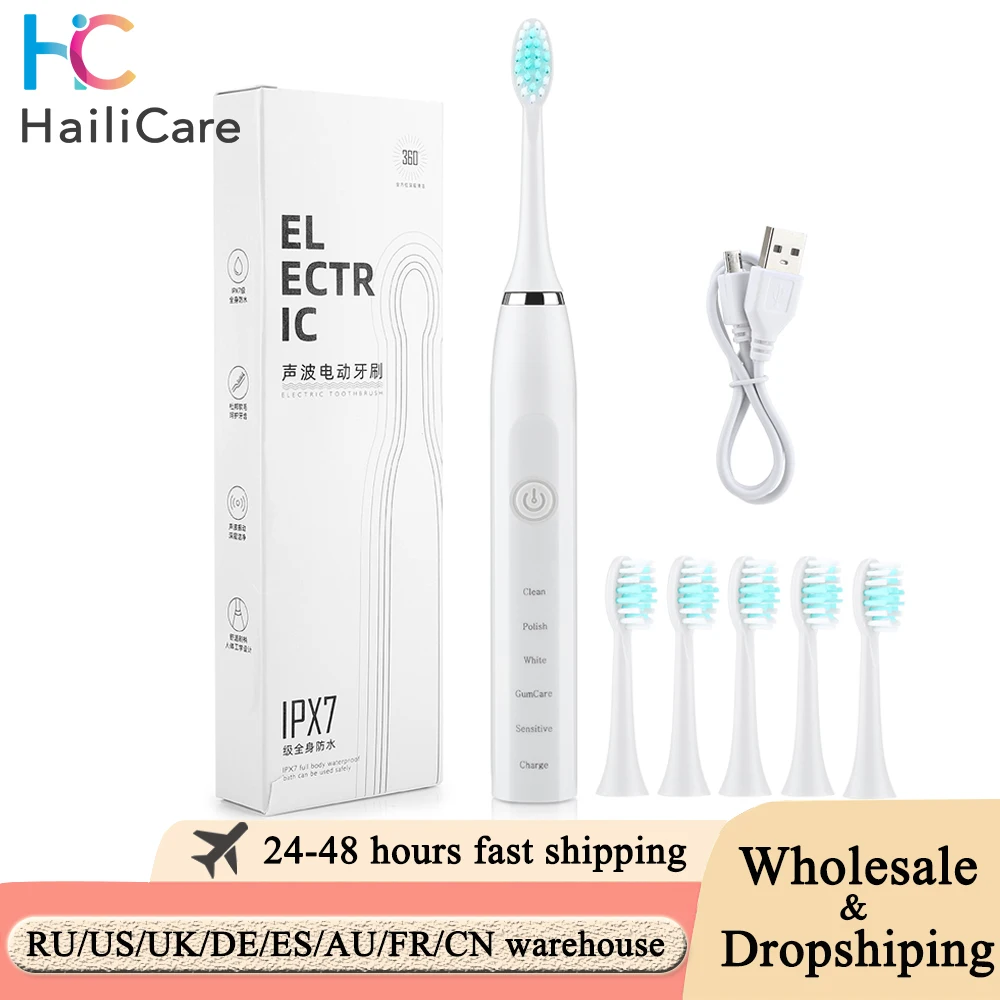 Sonic Electric Toothbrush for Men and Women Adult Household USB Rechargeable IPX7 Waterproof Tooth Whitening Oral Care