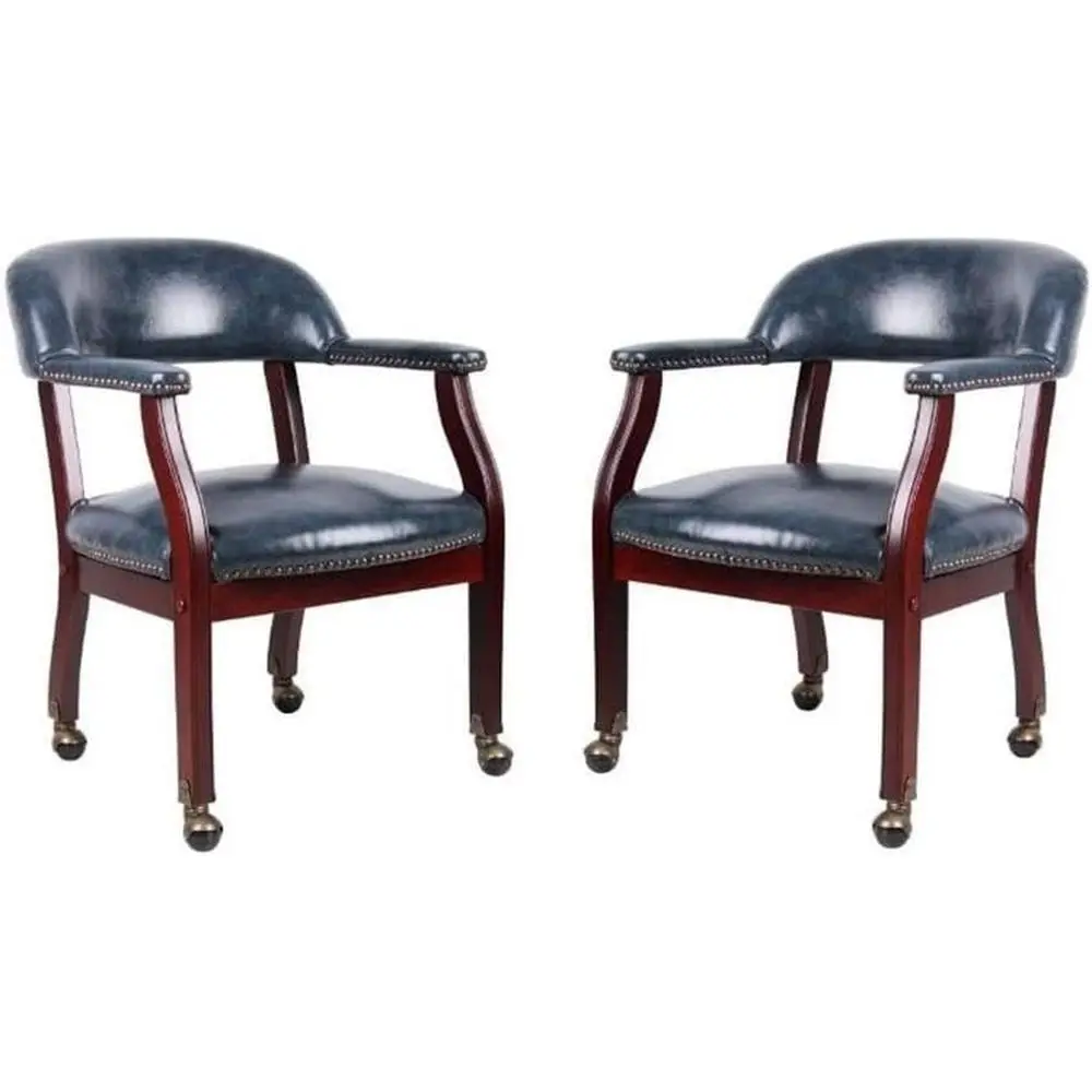 2-Piece Blue and Many-Colored Casters Tain Chair Set