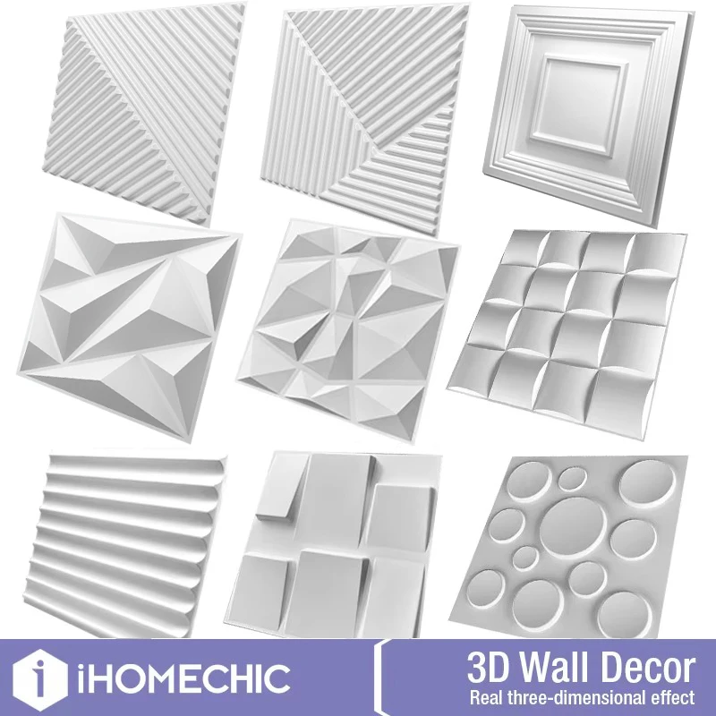 30cm Decorative 3D Wall Panel wave Diamond Design Not self-adhesive plastic tile 3D wall sticker living room Bathroom wall paper