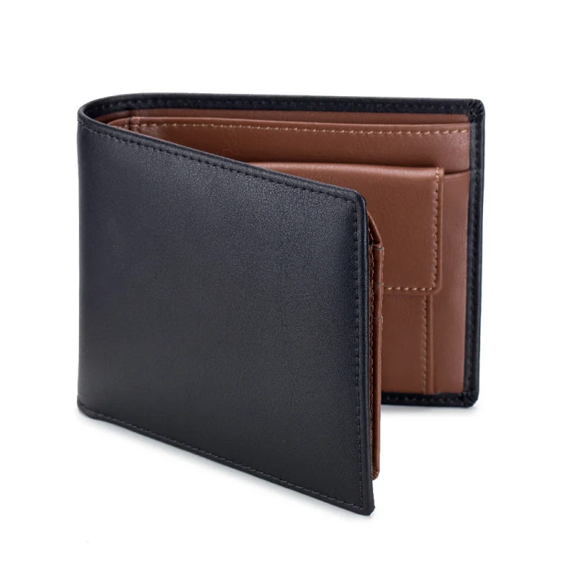 Western Cowhide Leather Short Three Floded Men Wallt RFID Blocking Multifunctional Purse for mens