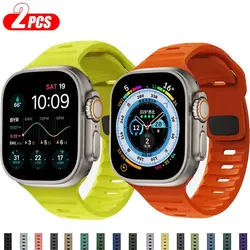 2pcs Strap For Apple Watch Band 44mm 45mm 42mm Soft Silicone sport Bracelet iwatch 8 7 SE 6 5 9 Ultra 49mm 38 40 41mm Orange