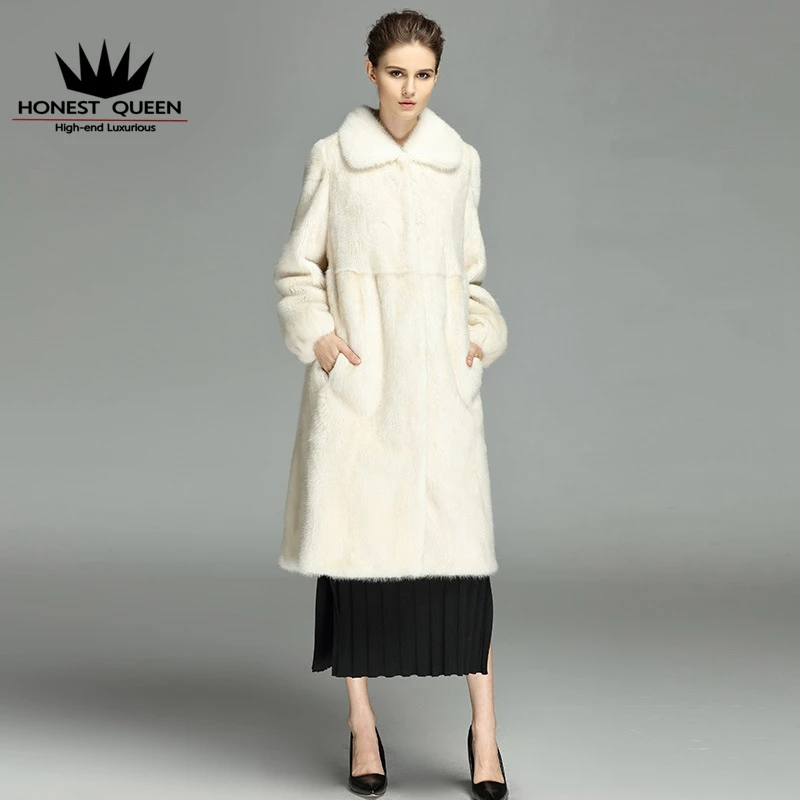 The new whole mink grass Mink ladies mink fur Add long mink coat Woman really fur natural