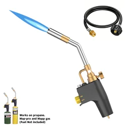 Welding Gas Burner with 4FT Hose Flame Gun Spray Gun Cooking Brazing Butane Spontaneous Combustion Gas Burner Lighter Heating