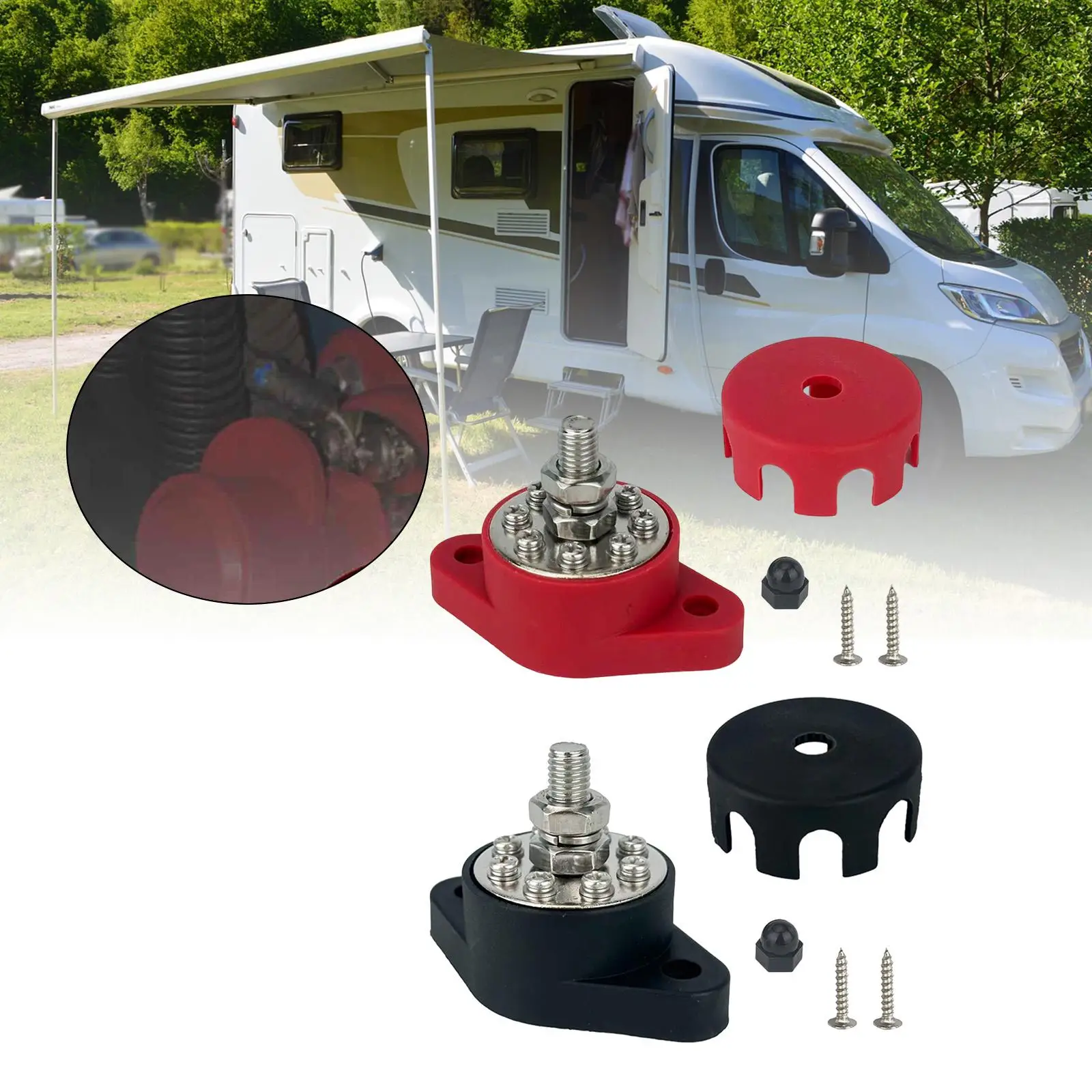 Heavy Duty Bus Bar Stud Power Distribution Block with Cover for Automotive Vehicle RV Boat Truck Yachts