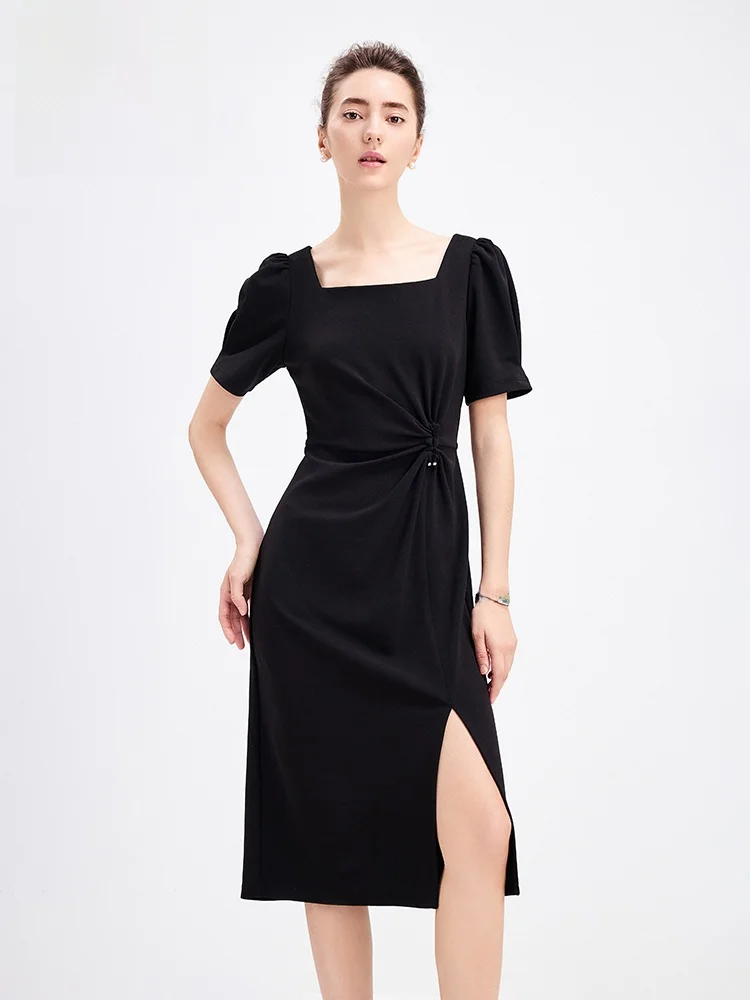 

Navigare Slim Fit Bla Dr Women's Spring Summer New Faion ort Sve One-Piece Dr Ele mat Sle Casual ...