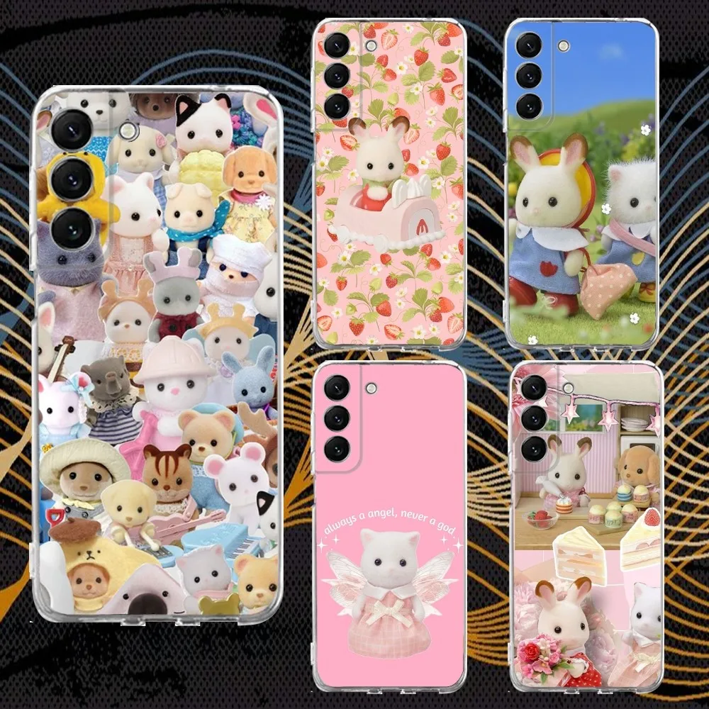 Cute Sylvanian Families Phone Case Silicone For Samsung S30,S23,21,22,20 Ultra,S20 FE lite,S10,9,PIus Note20ultra Cover Clear