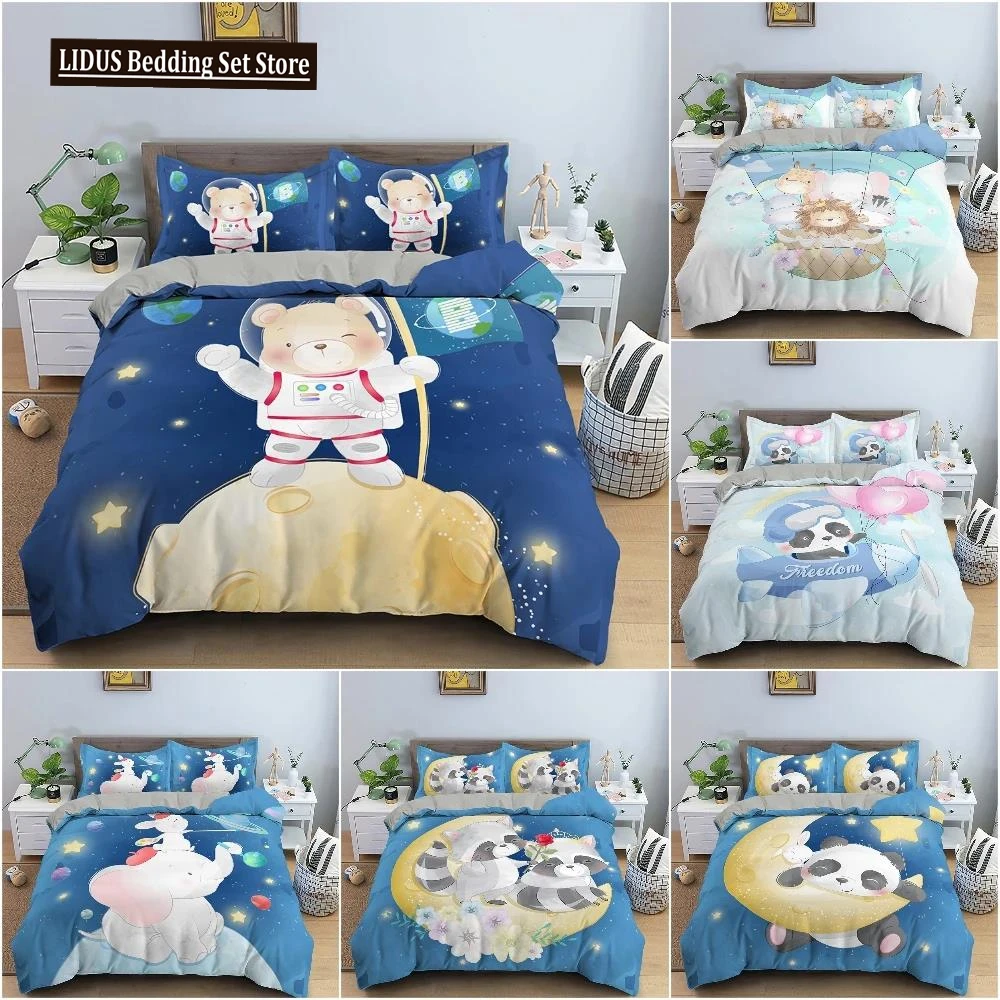 

3D Cartoon Pattern Duvet/Quilt Cover Cozy Soft Bedding Set For Children Kids Bedroom Decor Bedclothes Queen Twin Single 2/3Pcs