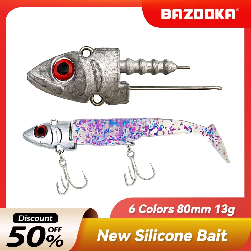 Bazooka Black Minnow Fishing Soft Lure Jig Lead Head Jigging Wobbler Jighead Swimbait Silicone Perch Bass Slow Pike Ice Winter