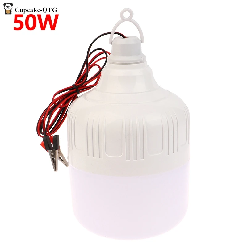 50W 12V Portable Clamp Emergency Light Rechargeable LED Lantern Outdoor Tent Lamp BBQ Fishing Camping Lighting Bulb