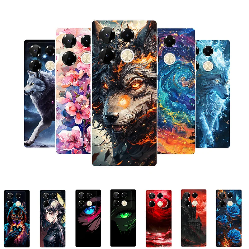 

Soft Case For Infinix Note 40 X6853 Note 40 Pro 4G X6850 Note 40 Pro 5G X6851 Silicone TPU Back Cover Fashion Wolf Phone Case