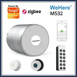 Tuya Wehere App M532 สมาร์ทประตูล็อค Stronger มอเตอร์ TUYA Zigbee สมาร์ทล็อคลายนิ้วมือล็อคอิเล็กทรอนิกส์ใช้กระบอกเดิม