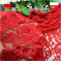 Lace Fabric By The Yard for Wedding Dresses DIY Clothing Skirts Sewing Hollow-out Flower Black White Plain Thin Soft Mesh Summer