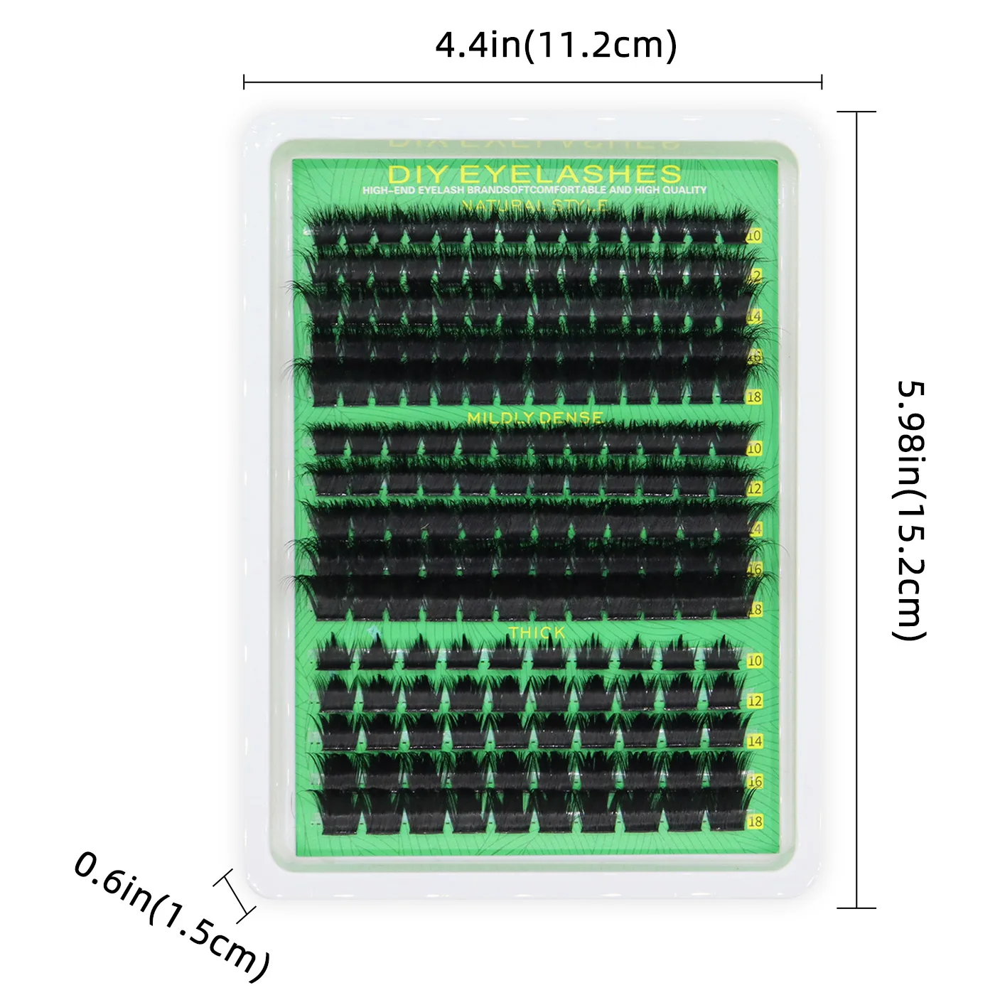 Ciglia finte segmentate fai-da-te a 15 file, aspetto naturale, lunghezza formixata adatta, nero denso, 160D/200D/300D, strumento per il trucco degli occhi 10-18mm
