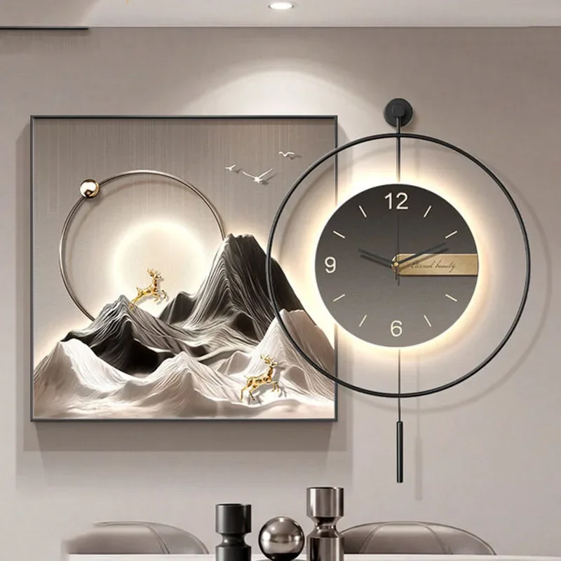 A*-Luxury Led Clock Wall Fashion Chinese Style Design Creative Aesthetic Wall Watch Interior Bedrooms Horloge Room Decorations./