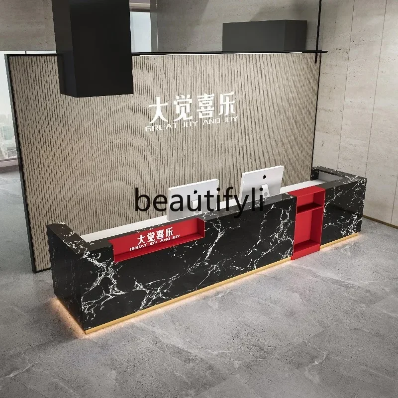 ZzqMarble Company Mostrador de recepción Mostrador de recepción Oficina de ventas de hotel Fitnezz Club Mostrador de bar Losa de roca Personalización de escritorio de cajero