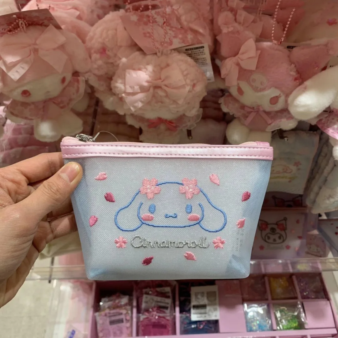 Sanrio Hello Kitty Kuromi Borsa per trucco doppia stampata Borsa di stoccaggio portatile Cartone animato carino Borsa per cancelleria di grande