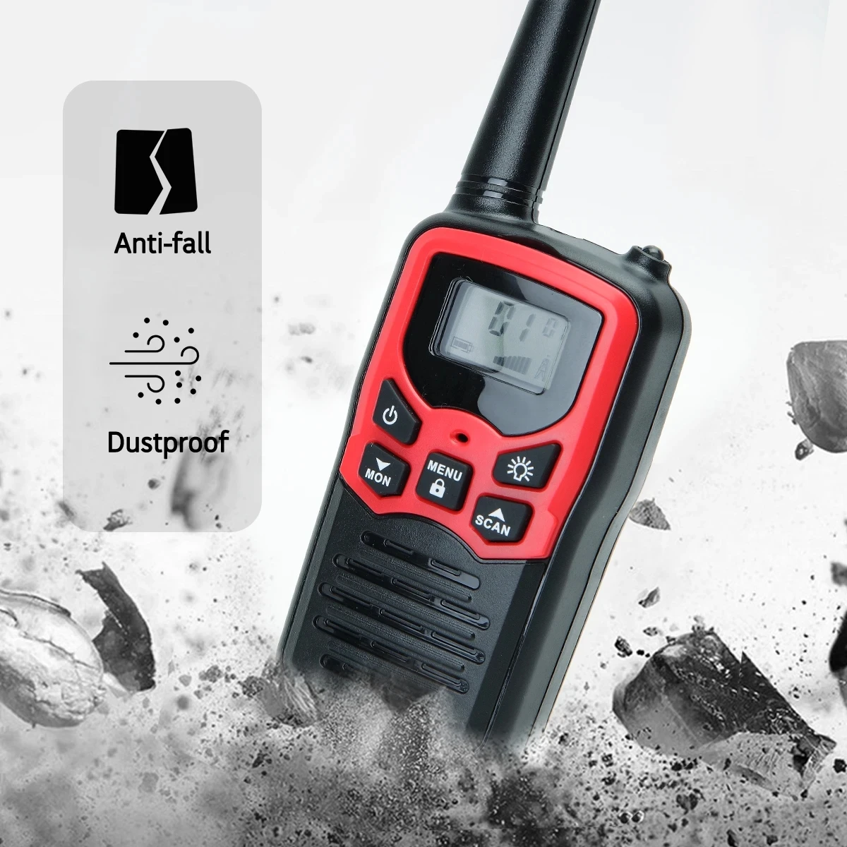 2PCS ABBREE T5 Walkie Talkie Long Range PMR/FRS VOX FlashLight Rechargable Portable Two Way Radio for Hiking Trip（No Battery）
