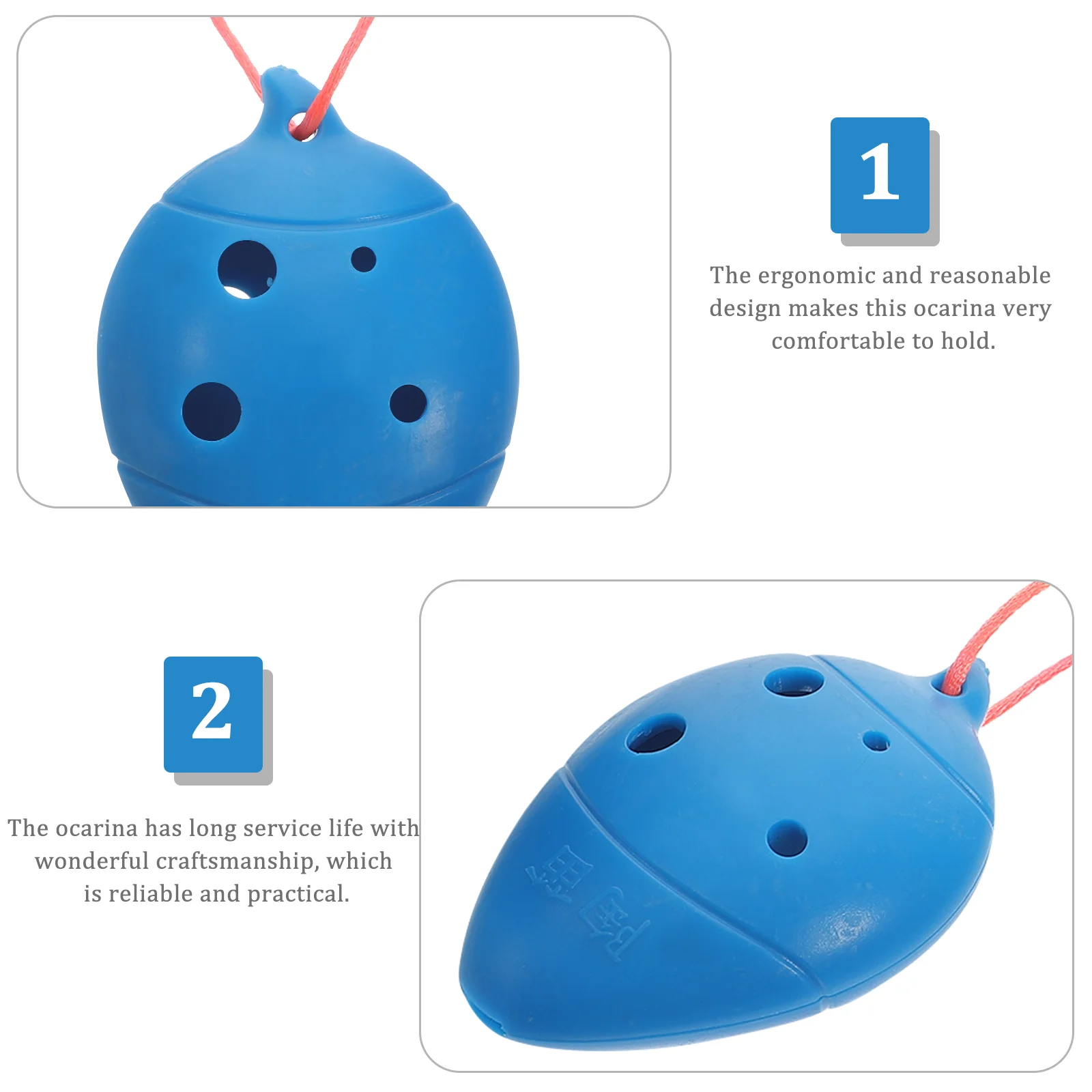 4 Pcs Kids Mini Ocarina Music Instrument Decorative Portable Professional 6-hole Abs Beginner Practice with Random Color Rope