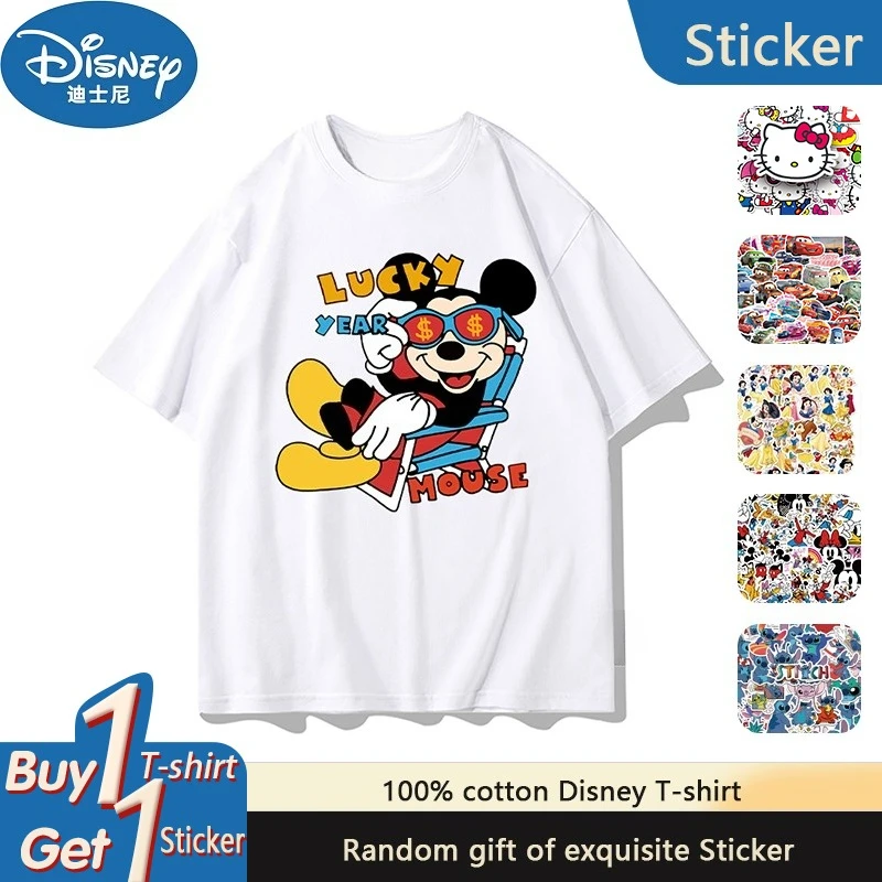 

Новинка Disney 2025 года, футболка с короткими рукавами и Микки Маусом, мужская летняя одежда, футболка с половиной рукавов для спорта и отдыха, популярная