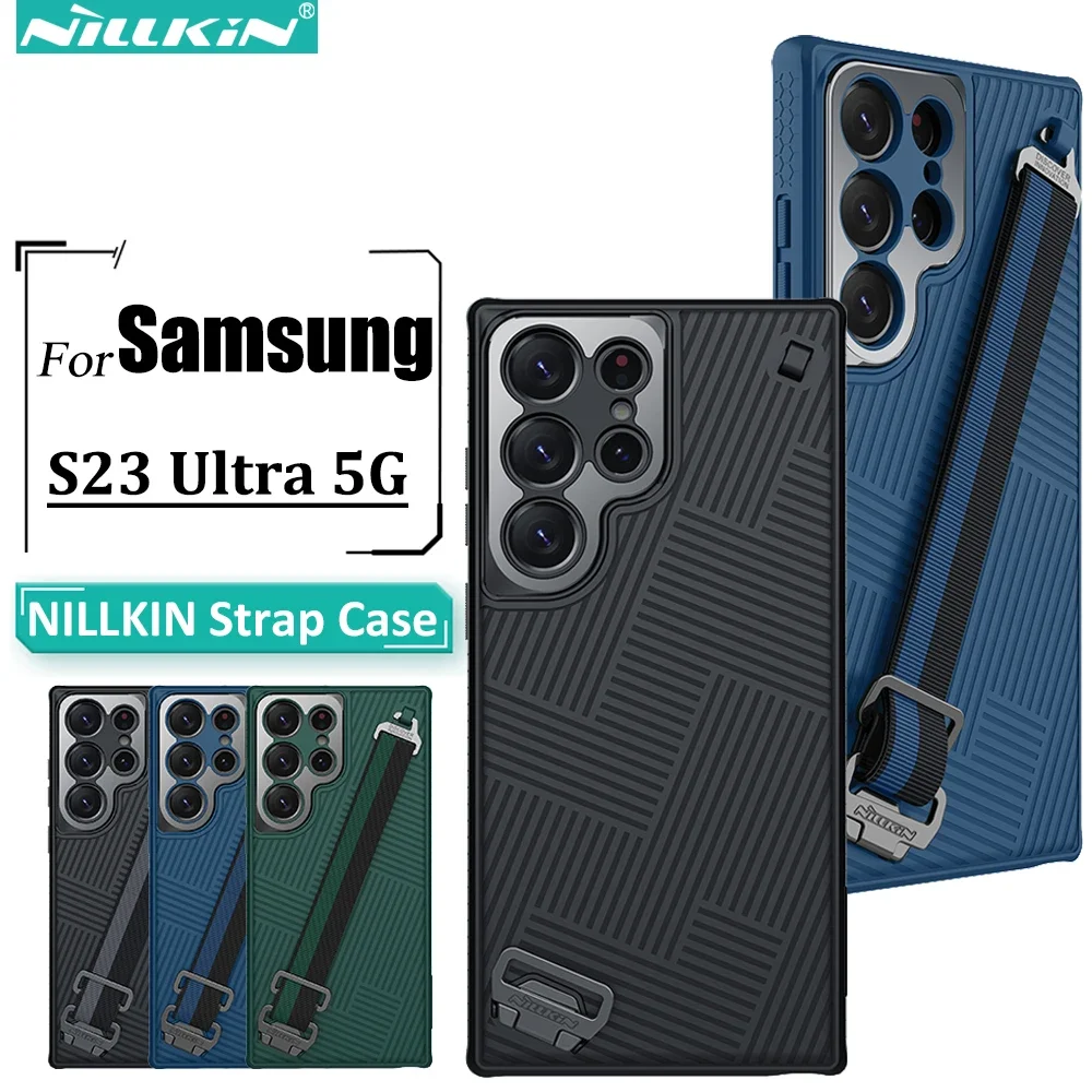 Nillkin for Samsung Galaxy S23 Ultra 5G Case Metal Lens Frame Full Protection Luxury Replaceable Strap Cover