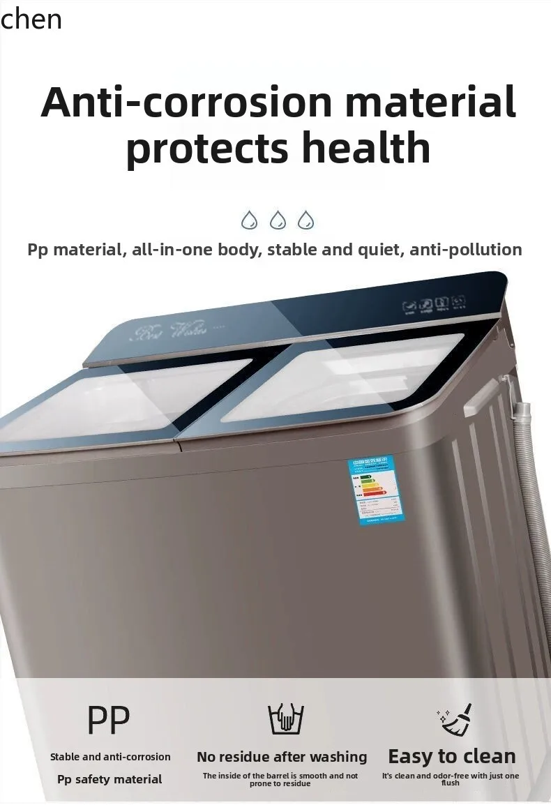 Lavatrice semiautomatica a doppio secchio LXC da 15 kg per uso domestico, pulsatore a doppio cilindro in acciaio inossidabile di grande capacità