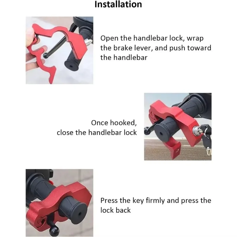Motorcycle Handle Anti-theft Lock Grip Lock CNC Security Handlebar Brake Lever Disc Locking Fit Scooter view 5