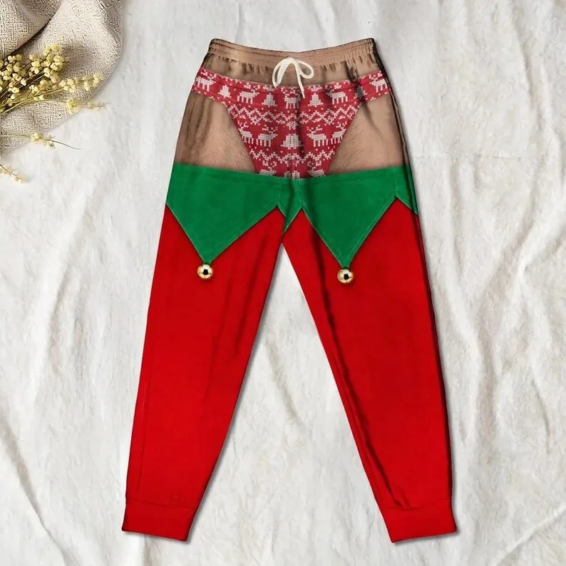 2027 Women Men's funny Christmas Halloween themed underwear with 3D printing visually illusory humorous personalized long pants