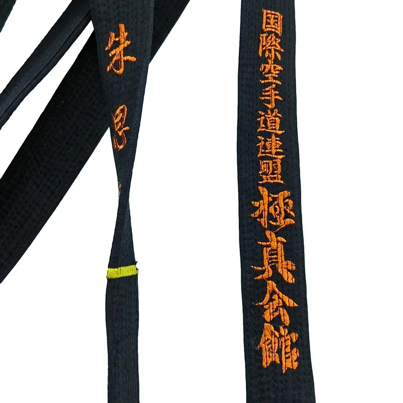 Black Belts Embroidery International Karate Federation Kyokushin JKA Shito-Ryu Shotokan Wide 4.5cm Handmade Cotton