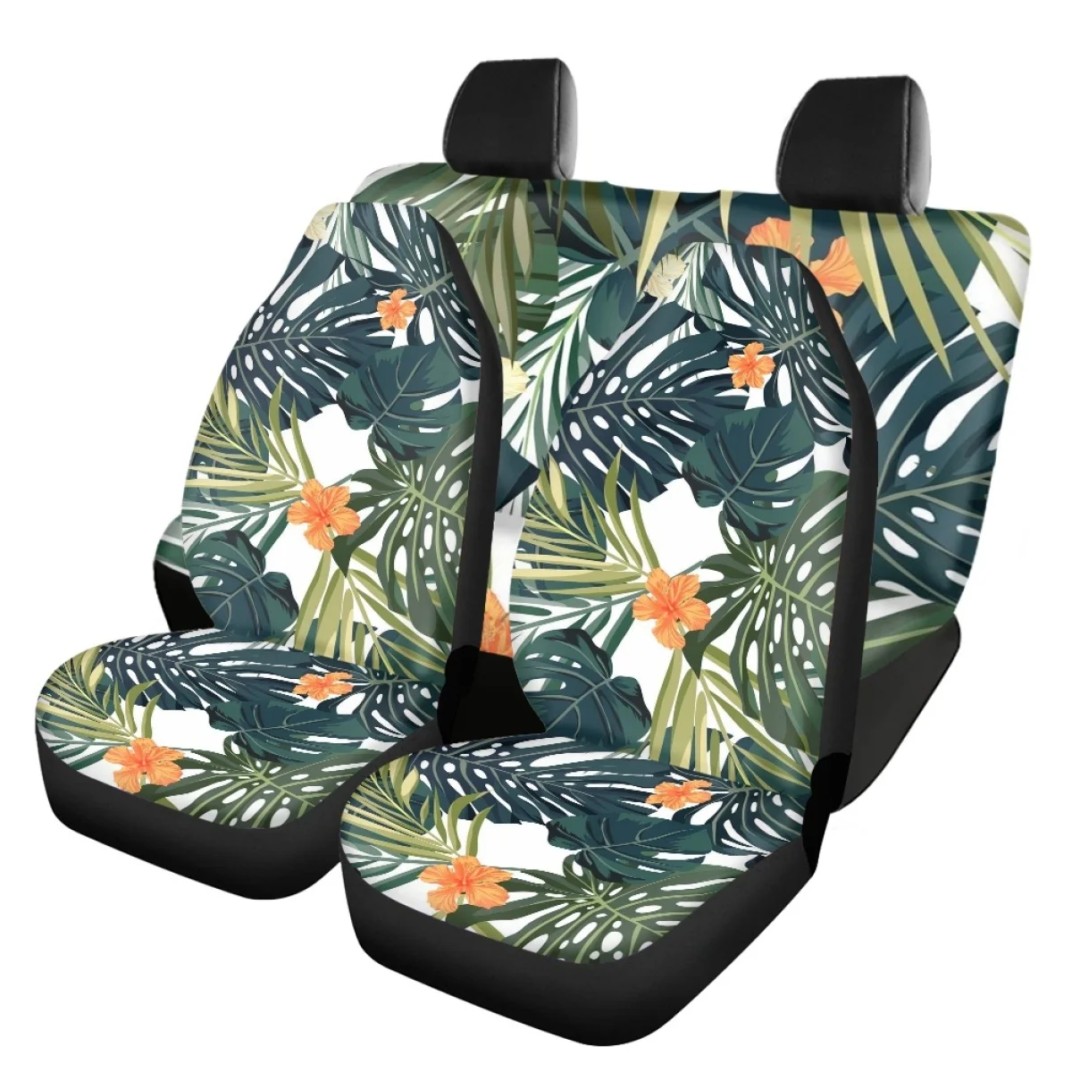 

4pcs Palm Leaves Pattern Car Seat Cover Fit Most of Auto Heavy-Duty Nonslip Car Seat Covers Accessories Interior Easy to Install