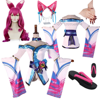 Game Anime Ahri LOL Cosplay Costume Spirit Blossom League of Legends Cosplay Outfits Wig HalloweenGame Costumes for Women Girl