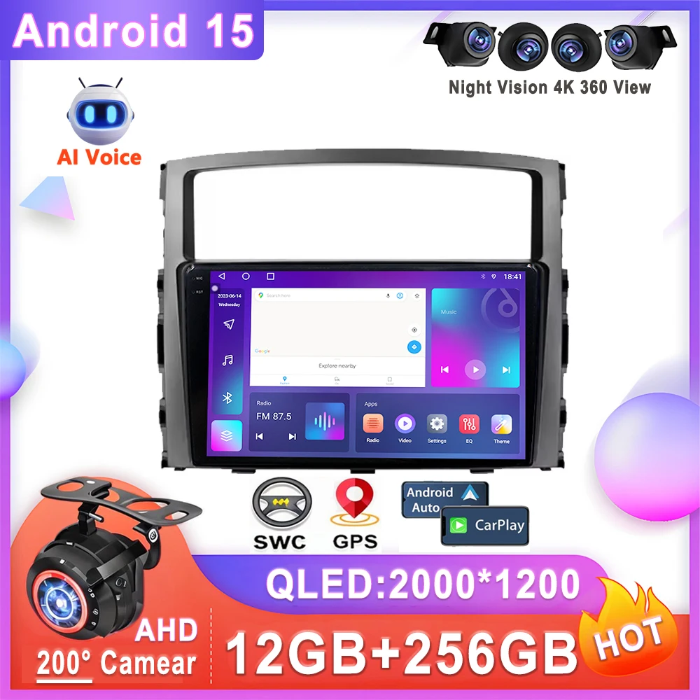 

For Mitsubishi Pajero 4 V80 V90 2006 - 2024 Android 15 Car DVD Stereo Multimedia Player Auto Radio Navigation Head Unit Dash Cam