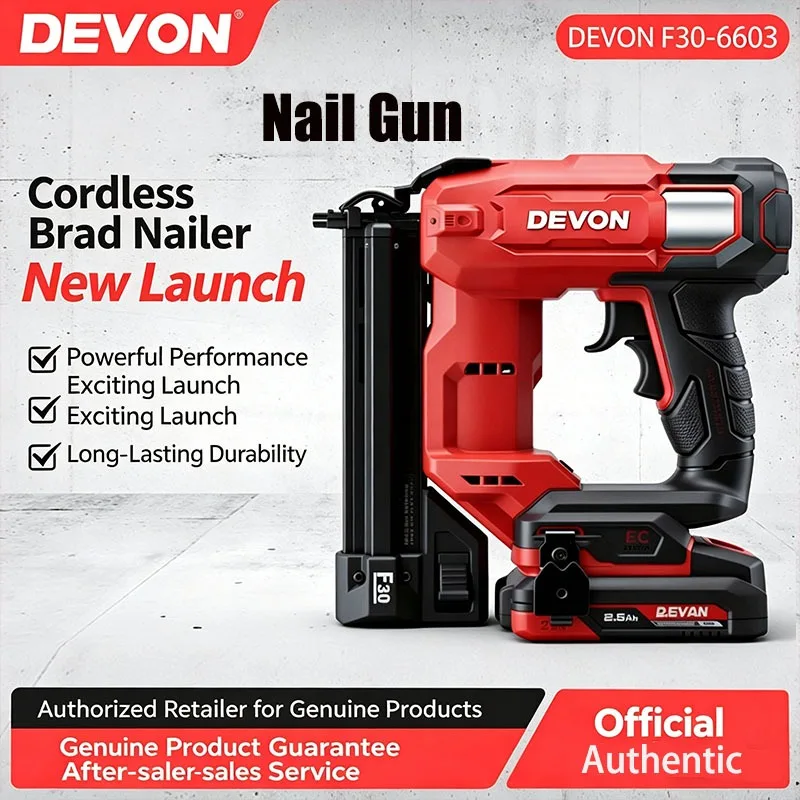 Devon F30-6603 Electric Nail Gun Cordless Household Nail Gun Lithium-Ion Straight Nail Gun Woodworking Devon Power Tools 6603
