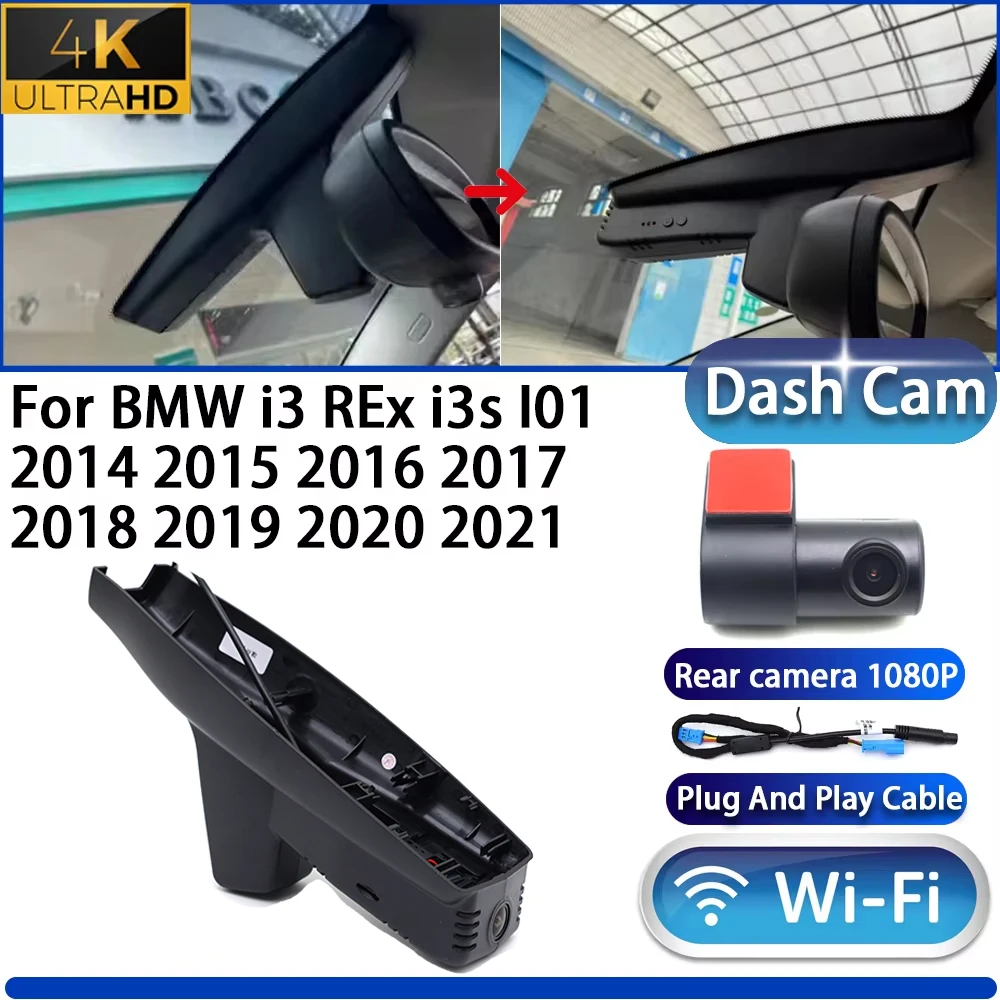 

For BMW i3 REx i3s I01 2014 2015 2016 2017 2018 2019 2020 2021 Dash Cam Camera DVR 4K UHD Wifi Plug And Play Video Recorder
