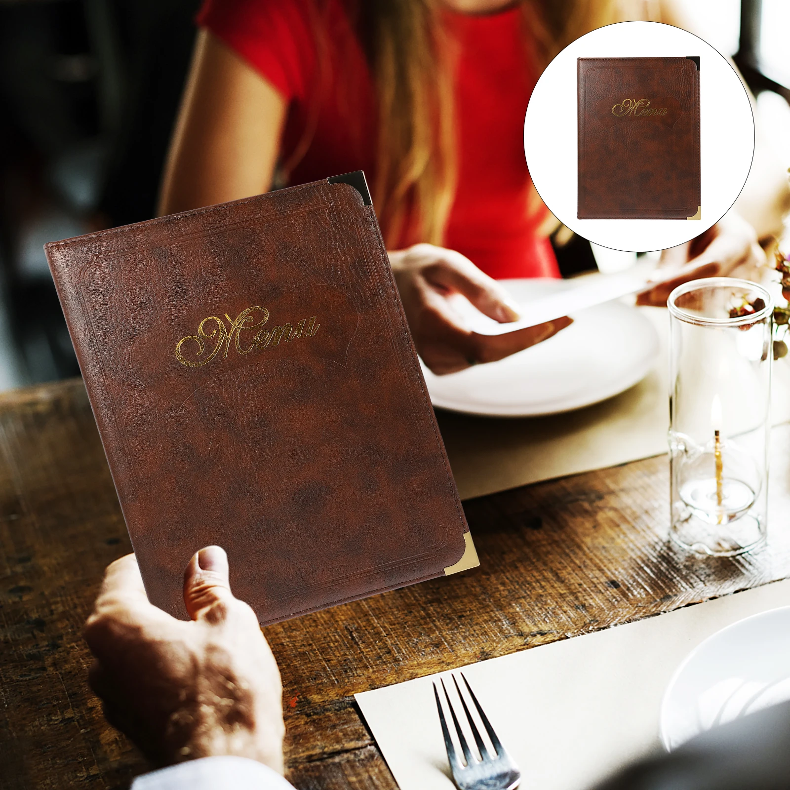 

Reusable A4 Menu Book Holder for Restaurant Hotel Bar Waiters Pad Protect Content Easy Replace Practical Dining Table