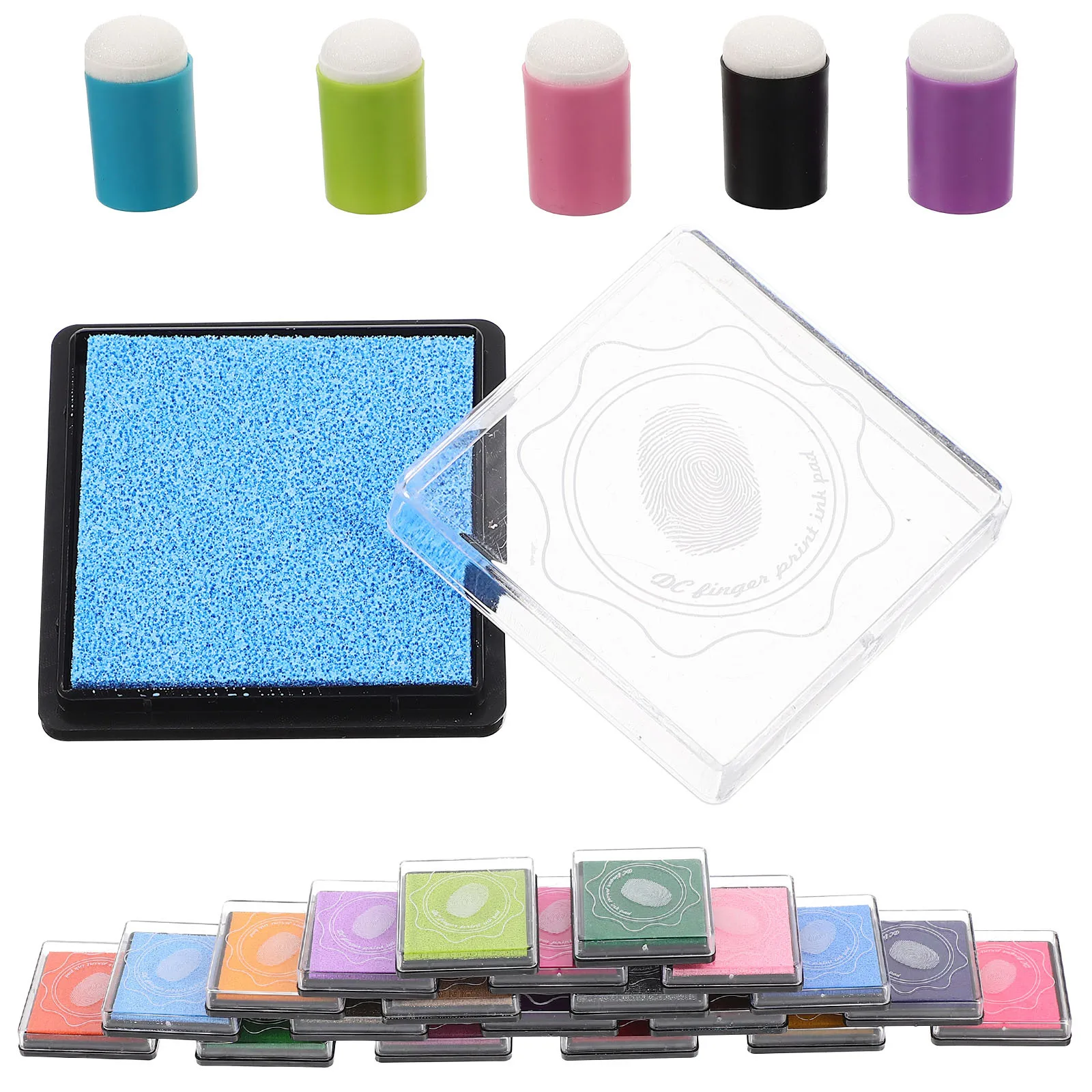 1 set 1 Set Diy Painting Finger Sponge Stamps With Ink Pad For Kids Graffiti Tools Art Craft Activities Sponge Daubers Painting