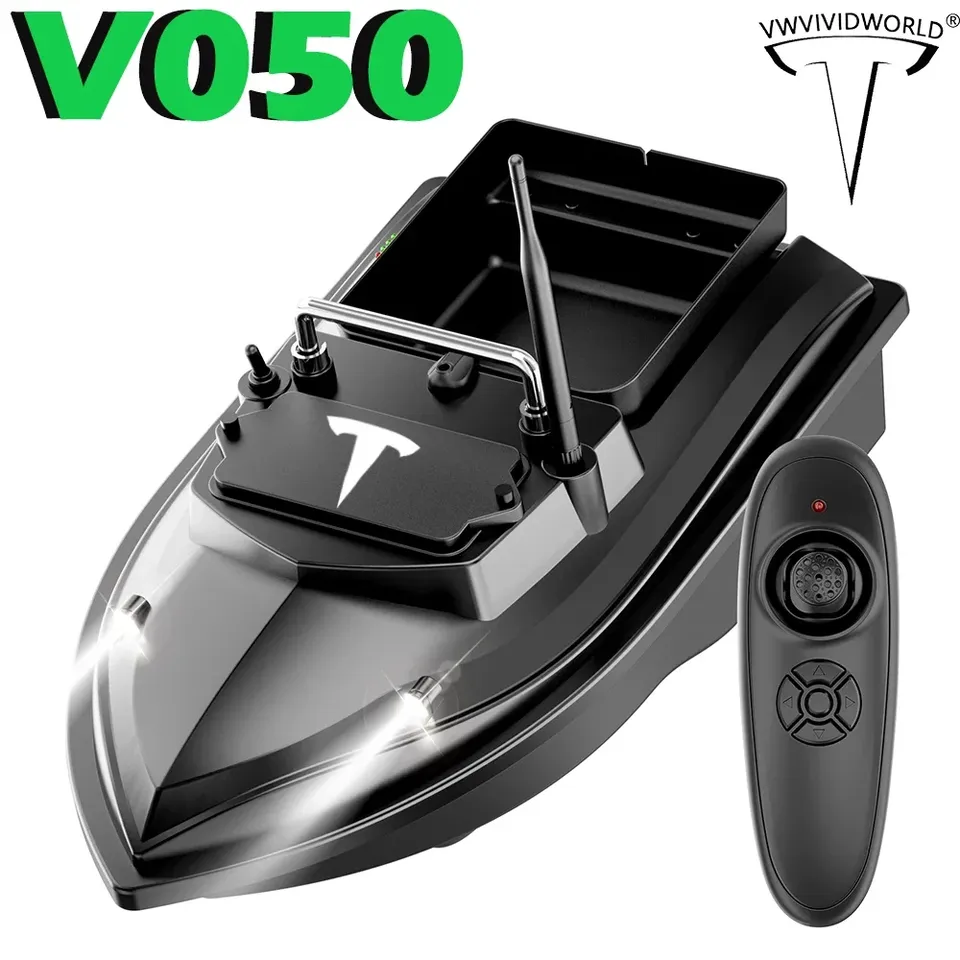  VWVIVIDWORLD,500M Remote Control,RC Fishing Bait Boat,2KG Loaded,Fixed Speed Cruise,Waterproof,High Speed,4 Night Light,VX 